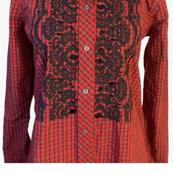 JCREW 100% cotton sequin top red plaid ❤️ Valentines Day - Picture 9 of 9